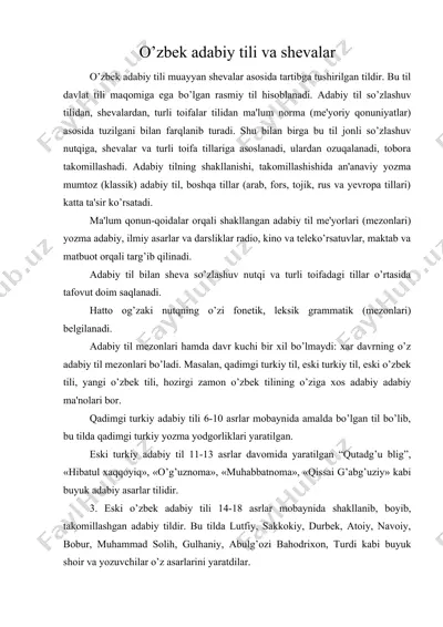 o’zbеk adabiy tili va shеvalar — DOC