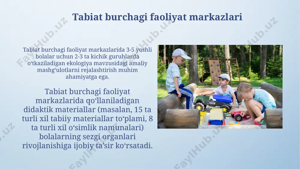 maktabgacha yoshdagi bolalarni tabiat burchagidagi faoliyatlari (faoliyat markazlarida) - Page 5