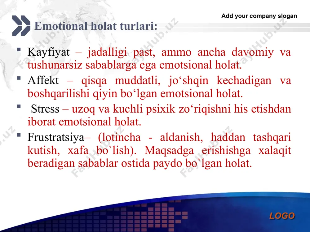 larushbu ko'rsatmalardan foydalangan holda turli xil matematik modellar bilan bir qatorda tibbiyot mutaxassislari tanangizning qaysi yoshga o'xshash "harakat qilishini" aniqlay olishadi.xronologik yosh omil bo'lsa-da, sizning xronologik yoshingiz bilan bir xil biologik yoshga ega bo'lishingiz mumkin emas.masalan, agar siz sport bilan shug'ullanmaydigan 28 yoshli erkak bo'lsangiz, faqat yog'li ovqatlarni iste'mol qilsangiz va so'nggi 10 yil ichida kuniga besh quti sigaret cheksangiz, ehtimol sizning biologik yoshingiz bo'lishi mumkin 28 yoshdan katta."xronologik yoh" deganda odamning tirik bo'lgan haqiqiy vaqtini bildiradi. bohqacha qilib aytganda, inon tirik bo'lgan kunlar, oylar yoki yillar oni o'zgarmaydi, qanchalik og"xronologik yosh" deganda odamning tirik bo'lgan haqiqiy vaqtini bildiradi. add your company slogan logo xulosa xulosa o‘rnida hissiyotlarning tarkibiy qismlarini keltirib o‘tish zarur, bular: 1) sub’ektiv kechinma, 2) organizm reaksiyasi, 3) hissiyotlar bilan yuzaga kelgan va xayoldagi fikrlar yig‘indisi, 4) o‘ziga xos yuz ifodasi, 5) umumlashtirilgan hissiyotli reaksiyalar: salbiy hissiyotda atrofdagi voqealarga nisbatan munosabatingiz ham salbiy bo‘ladi, 6) ushbu hissiyot …