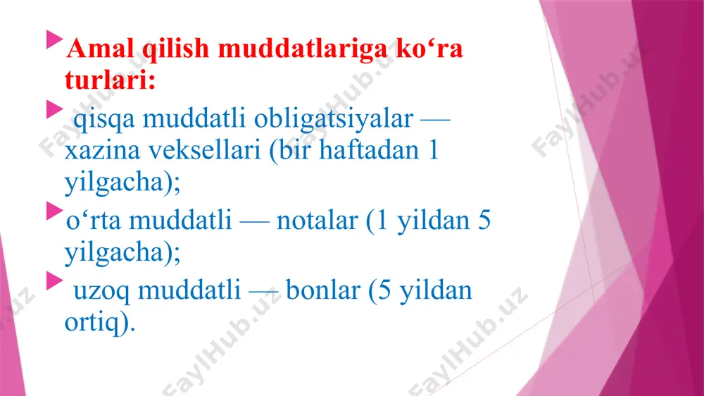 olda ular oʻsish surʼati yuqoriligi, risk darajasi yuqoriligi, kapitallashuv darajasining pastligi va huquqiy tartibga solish mexanizmining takomillashmaganligi, ayni paytda rivojlanishda ekanligi kabilar bilan tavsiflanadi. jahondagi mashhur moliya institutlari tomonidan ishlab chiqilgan xalqaro aksiyalar indekslari xalqaro aksiyalar bozori rivojlanish indikatorlari hisoblanadi. dastlabki xalqaro fond indekslaridan biri eafe index (yevropa, avstraliya va uzoq sharq fond indeksi) hisoblanib, buyuk britaniya, yaponiya, fransiya, germaniya, gonkong, shveysariya, avstraliya, italiya, gollandiya, malayziya, avstriya va boshqa jami 21ta davlatdagi 2000dan ortiq kompaniyalar aksiyalari asosida aniqlanadi. shuningdek xalqaro aksiyalar bozori indekslari sifatida buyuk britaniya aktuariylari instituti tomonidan ishlab chiqilgan ftw indeksi (the financial times world index), globalindex, sb-rge kabilarni ham keltirish mumkin. shuningdek, 1999 yildan djgtindex ham hisoblanib, dunyodagi 8 ta yirik fond bozorlariga ega davlatlar – aqsh, buyuk britaniya, fransiya, yaponiya, germaniya, italiya, shveysariya va gollandiyadagi 50 ta kompaniya asosida hisoblanadi. depozitar tilxatlar – ikkilamchi qimmatli qogʻozlar boʻlib, nominal qiymatga ega boʻlmagan, u taqdim etiladigan qimmatli qogʻozlarning …