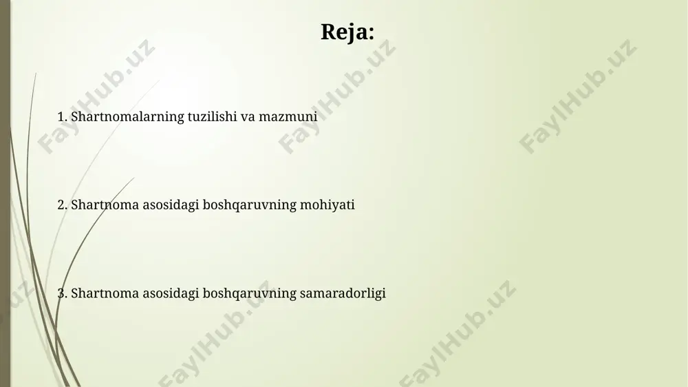 atijasida mojarolar sonini kamaytirish mumkinligini ko‘rsatdi. hisobot berish va tahlil 2022-yilda toshkent shahridagi 5 ta yirik korxonada amalga oshirilgan shartnomaviy boshqaruv tahlili, 15% samaradorlik o'sishini ko'rsatdi. andijon viloyatidagi 30 ta kichik biznes sub'ektlarining hisobotlarini tahlil qilish natijasida shartnoma bajarilishining o'rtacha muddati 2 oyga qisqargan. shartnoma o'zgartirishlari va qo'shimchalari o'zbekiston respublikasi fuqarolik kodeksining 400-moddasi shartnoma o'zgartirishlari va qo'shimchalari bajarilish tartibini 3 ta asosiy bosqichda belgilaydi. shartnoma o'zgartirishlari va qo'shimchalari 2023-yil 1-iyuldan keyin toshkent shahrida imzolangan shartnomalar uchun 5 kun ichida rasmiylashtirilishi kerak. xavflarni baholash va boshqarish samarqand viloyatidagi 10 ta kichik biznes uchun o'tkazilgan tadqiqot shuni ko'rsatdiki, ularning 70% kontraktlarda xavflarni baholash va boshqarish mexanizmlarini yetarlicha qo'llamagan. farg'ona vodiysidagi qurilish loyihasida, 3 million aqsh dollaridan ortiq zararni oldini olish uchun xavflarni boshqarish rejasi tuzilar ekan, 15 ta asosiy xavf aniqlandi va ularning har biri uchun konkret chora-tadbirlar belgilandi. shartnoma shartlarini ishlab chiqish халқаро стандартларга мувофиқ, 1 миллион ақш долларидан ортиқ миқдордаги …