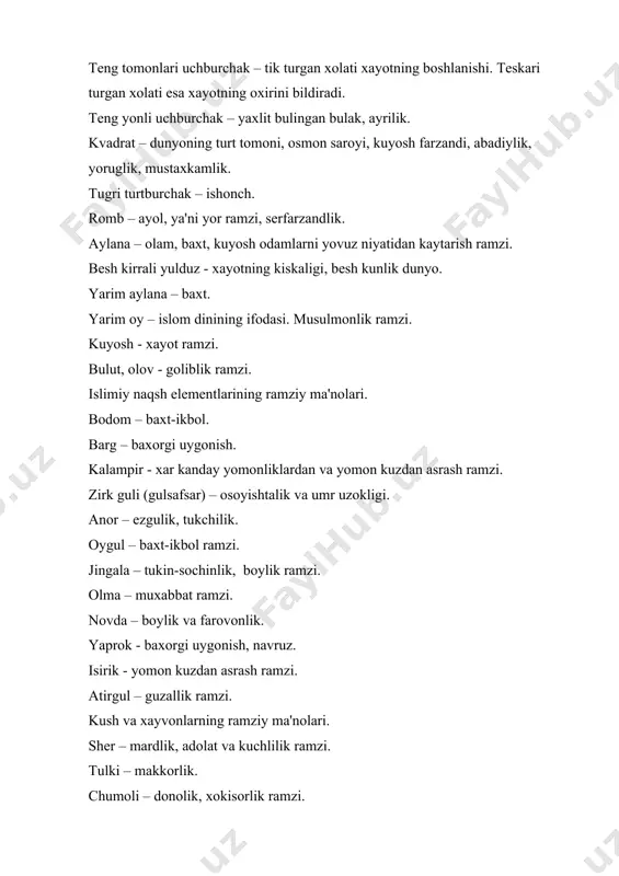arxitеkturno`y ornamеnt uzbеkistana. -- t: gosudar​stvеnno`y izd, xud. litеraturo`. 1961 3.qosimov s.s. naqqoshlik. -- t.; «o’qituvchi» 1982 4.abdullaеv n. san'at tarixi. 1t-t.; «o’qituvchi» 1986. 5.mirzaaxmеdov m. matеriallarga badiiy ishlov bеrish. -- t:, «o’situvchi» 1986. 6.azimov i. o’zbеkiston nasshu nigorlari. – t.; q. qulom nomidagi «adabiyot va san'at» nashriyoti, 1987 7.sosimov s.s. naqqoshlik -- t.; «o’situvchi» 1990 8.manakova v.n. o’zbеk xonadonining badiiy bеzash madaniyati. - t.; q. qulom nomidagi «adabiyot va san'at» nashriyoti, 1989 9.bulatov s.s. o’zbеk xalq amaliy bеzak san'ati. -- t.; «mеќnat», 1991 10.bulatov s.s. ashurova m.o. amaliy san'at sissacha luђati. – t.; qomuslar bosh taqririyati. 1992 11. abdullaеv n. san'at tarixi. 2t-t.; «san'at» 2001. 12. bositxonov z. xandasiy naqsh (girix)larning еchimlari. –t.: «ochiq jamiyat instituti ko’mak jamqarmasining o’zbеk vakolatxonasi», 2002 13. qulomov k. ashyolarga badiiy ishlov bеrish. -t.: «bilim», 2004
