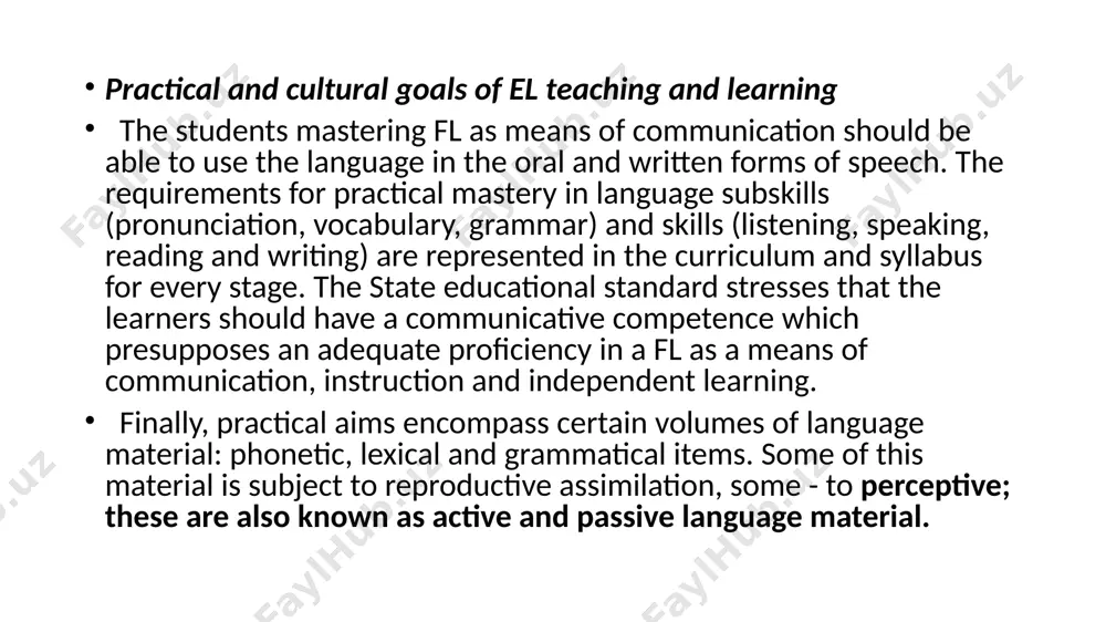 the english language is recently admitted as a scientific category in methodology of flt. however, it is very difficult to find relevant instructional materials related to this goal. there is brief information about the developmental goal in the book written by g.v. rogova and i.n. vereshagina. the main idea of the developmental goal is how to teach a learner: to develop the learners’ creativity, intellectual and cognitive abilities; to develop different types of memory (visual/audio, short/long-termed, voluntary/involuntary), attention, skills, necessary for creative activities; to develop mechanisms of anticipation, predicting, guessing, etc.; to develop the learners’ initiative, logical thinking. these are abilities concerning to start, to go on and to finish their communication. learning a fl leads to new horizons of linguistic competence where graphic, phonetic, lexical and grammatical items come into play. such learning develops logical thinking of the learners because knowledge acquisition is related to such categories as analysis, …