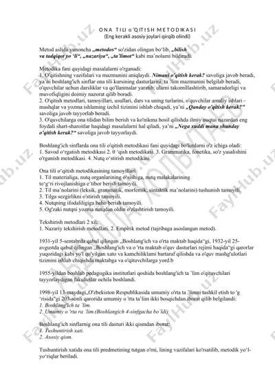 ona tili o'qitish metodikasi — DOCX