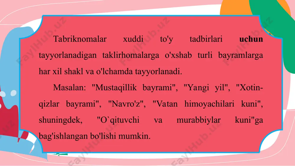 o'qituvchi va murabbiylar kuniga bag'ishlangan tabriknoma ishlash 6-sinf - Page 5
