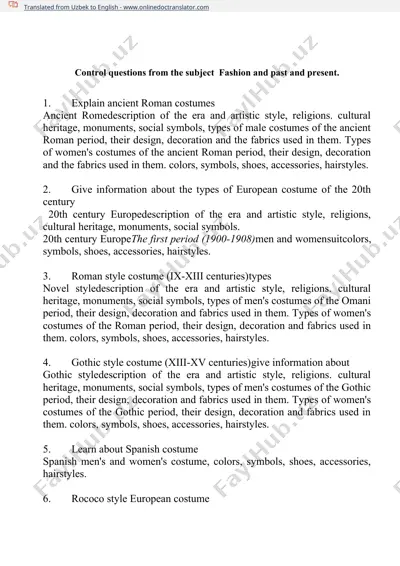gothic style costume (xiii-xv centuries) — DOCX