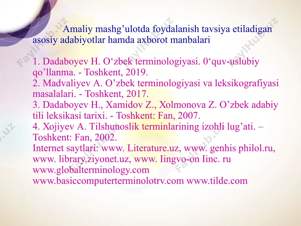 amaliy mashg'ulot "o'zbek terminologiyasi" fanidan - Page 4