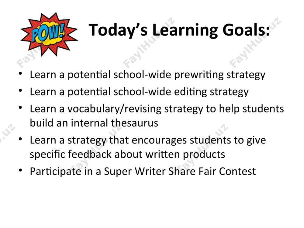 text 2. independent writing practice 3. share/feedback time writing workshop lesson planning / ccss vocab: purpose audience idea development sentences transitions organization word choice grammar correctness handwriting form purpose narrate opinion/argument inform/explain 1. minilesson planning (see writing standards handouts) components: lesson introduction & connections teaching & modeling with mentor text use texts from rw minilessons – focus on thinking like a writer active engagement link time: depends on age level varies from 5-15 minutes on classroom website minilessons lucy calkins video clip on rationale https://www.youtube.com/watch?feature=player_detailpage&v=roejixgwpy8 video clip with students https://www.youtube.com/watch?feature=player_detailpage&v=g8nf1ohuie0 writing workshop minilesson template ccss lesson focus/teaching point: __________________________________ materials/mentor text: _____________________________________________ __________________________________________________________________ lesson introduction & connections yesterday we were working on ... today i am going to teach you ... because ... teaching modeling / think aloud / mentor text · demonstration · guided practice · explain & give an example · inquiry *fill out anchor chart? let me …