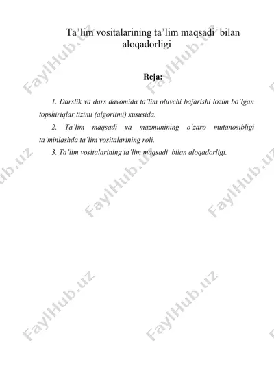 ta’lim vositalarining ta’lim maqsadi bilan aloqadorligi — DOC