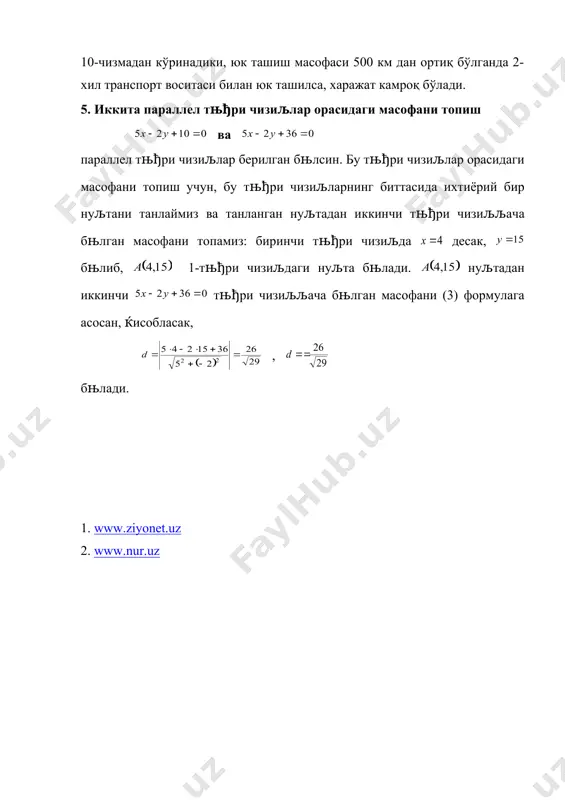 тўгри чизикларга доир асосий масалалар - Page 5