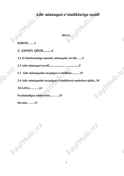 adir mintaqasi oʻsimliklariga tasnif — DOCX