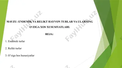 endemik va relikt hayvonlar — PPTX