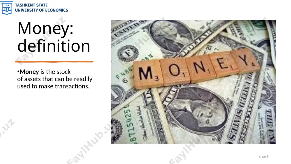 (all of which we take as given, for now). slide 25 hence, the quantity theory of money predicts a one-for-one relation between changes in the money growth rate and changes in the inflation rate. 25 note: the theory doesn’t predict that the inflation rate will equal the money growth rate. it *does* predict that a change in the money growth rate will cause an equal change in the inflation rate. bank reserves 26 segue from last slide: the cb controls the money supply and regulates banks. banks clearly play an important role in the money supply because bank deposits are part of the money supply (recall that m1 includes checking account deposits, and m2 also includes savings account deposits). in the interests of parsimony, i have combined the definitions of “fractional reserve banking system” and “reserves,” as shown in the first bullet point. i believe it is sufficient to convey …