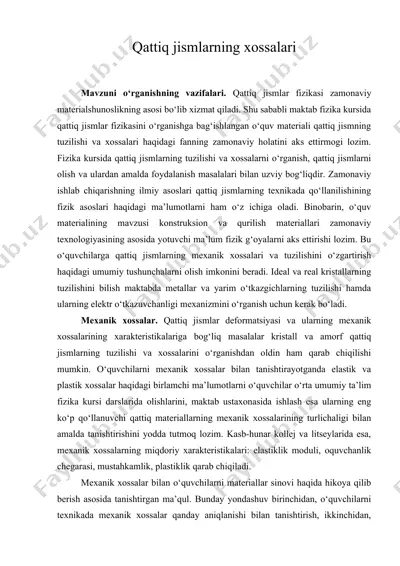 qattiq jismlarning xossalari — DOC