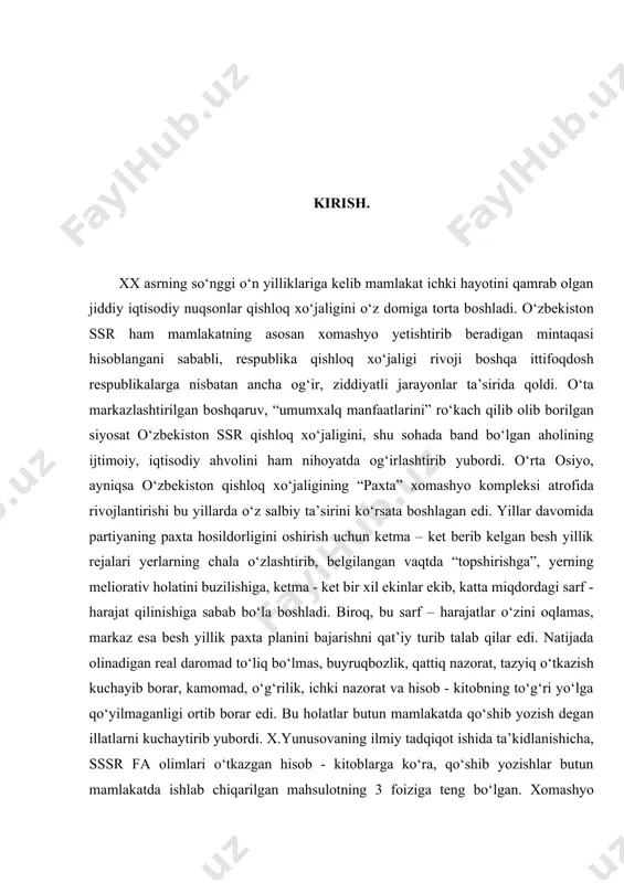 tazyiq o‘tkazish kuchayib borar, kamomad, o‘g‘rilik, ichki nazorat va hisob - kitobning to‘g‘ri yo‘lga qo‘yilmaganligi ortib borar edi. bu holatlar butun mamlakatda qo‘shib yozish degan illatlarni kuchaytirib yubordi. x.yunusovaning ilmiy tadqiqot ishida ta’kidlanishicha, sssr fa olimlari o‘tkazgan hisob - kitoblarga ko‘ra, qo‘shib yozishlar butun mamlakatda ishlab chiqarilgan mahsulotning 3 foiziga teng bo‘lgan. xomashyo yetkazish sohalarida esa, qo‘shib yozishlar 5 foizdan 25 foizgacha bo‘lgan. mamlakat iqtisodiyotidagi holatlar boshqa ittifoqdosh respublikalarda ham ko‘zga tashlanadi. i.bob. 1980 yillarda qatagʻonlik siyosati, yangi bosqichning boshlanishi. 1.1.xx asrning 80-yillarida sssr davlatidagi siyosiy o’zgarishlar. xx-asrning 80-yillarida sssr davlatida ko’plab o’zgarishlar ro’y berdi. ayniqsa, 1982-1985 yillar bularni o’z ichiga oladi. leonid brejnov 1982-yilning noyabr oyida vafot etdi. ungacha l.brejnov kpss mk bosh sekretari lavozimida ish yuritgan edi. 1982-1984-yillarda yuriy andropov, 1984-1985-yillarda konstantin chernenko sovet ittifoqiga rahbarlik qildi. 1985-yil 11-martda mixail gorbachyov kpss mk bosh sekretari, 2-iyulda andrey gromiko sssr oliy soveti prezidiumi raisi lavozimlariga saylandi. gorbachov 1985-yildan mamlakatda …