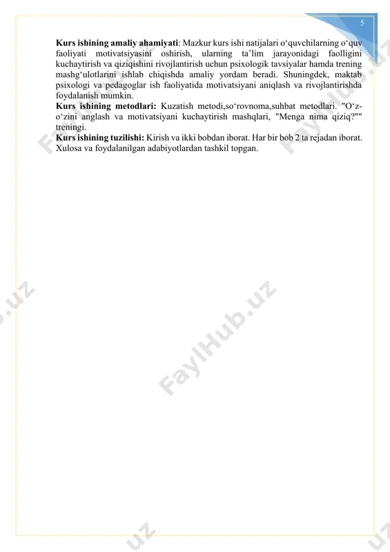 . professor m.g.davletshin rahbarligida bu muammo yangicha ilmiy asosda o‘rganilmoqda. m.g.davletshinning fikricha, yoshlar har xil sohalar mazmuniga o‘zlarining ongli ravishda yondashuvlari orqali ularda ilm olishga nisbatan to‘g‘ri va oqilona tasavvurlar ertaroq hosil bo‘ladi. taniqli olim e.g‘.g‘oziyev o‘z tadqiqotlarida mustaqil tafakkurning rivojlanishi, bilish jarayonining qiziqarli tashkil etilishi o‘quvchilar faoliyatida yangi muvaffaqiyatlarga erishishning ijodiy manbai, deb hisoblaydi. e.g‘oziyev tadqiqotlarida o‘smir o‘quvchilarning o‘quv faoliyatini boshqarish xususiyatlari, o‘quv faoliyatini rejalashtirish, o‘zini-o‘zi nazorat qilish, o‘zini-o‘zi baholash, inson faoliyatini aniqlash, o‘quv faoliyatini rejalashtirishni aniqlash, maqsad qo‘ya olishni aniqlash, o‘zini-o‘zi nazorat qilishni aniqlash, bo‘sh vaqtni aniqlash kabi tushunchalar haqida mulohazalar yuritiladi.[1] olim shu tushunchalarni aniqlash maqsadida o‘quv faoliyatini boshqarishning diagnostik metodini ishlab chiqib, psixologiya fanining kam o‘rganilgan sohalaridan biri bo‘lgan o‘qish faoliyatini boshqarish muammosining nazariy va amaliy tomonlarini yoritib beradi. bu tushunchalarni aniqlash uchun olim shu tushunchalarga mos anketalardan foydalandi. har bir anketada o‘ndan ortiq savol bo‘lib, ba’zan qo‘shimcha savollar ham berilgan. bunda, albatta, o‘quvchilarning individual xususiyatlari …