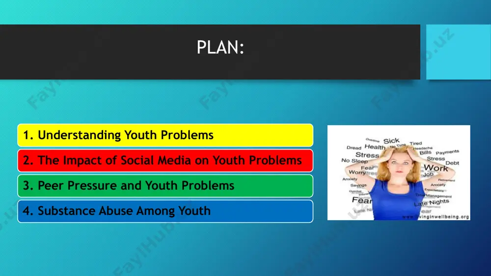 , it's essential for young people to build strong self-esteem, confidence, and the ability to make independent choices. open communication with trusted adults and peers can also provide support in navigating these challenges. substance abuse among youth is a growing concern globally, with a rising number of young people turning to drugs and alcohol as a means of coping with life's pressures. 1 factors such as peer pressure, family issues, and mental health issues contribute to the prevalence of substance abuse among the youth population. 3 it is crucial for communities and governments to work together to provide support and resources to help prevent and address substance abuse among young individuals. 2 5. mental health challenges faced by youth a youth today face numerous mental health challenges, including anxiety, depression, and stress. these issues can have a significant impact on their overall well-being and ability to function effectively in daily …