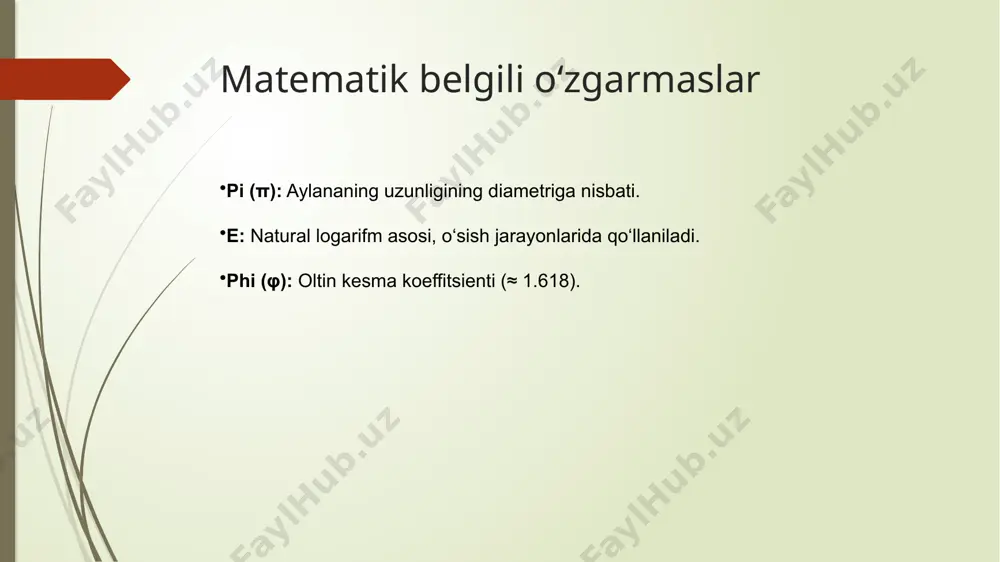 belgili o‘zgarmaslar haqida taqdimot rejasi - Page 4