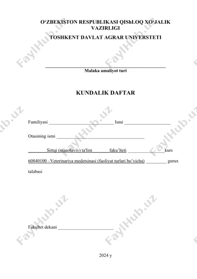 kundalik daftar — DOCX