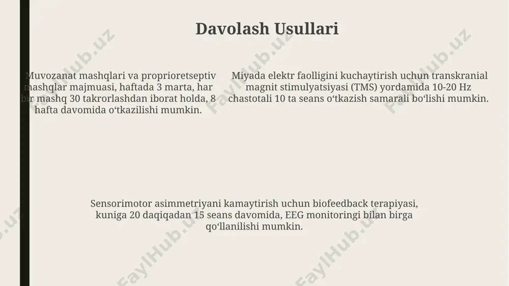 a chaynaydigan harakatlarni bajarishda 15-25 ms kechikish kuzatiladi, bu esa motor kortekslarining o'zaro ta'sirining buzilishini ko'rsatishi mumkin. chaynaydigan harakatlarning eeg yozuvlari, 20-30 gts diapazonda alfa va beta to'lqinlarining amplitudasi o'zgarishlarini, ayniqsa, chap va o'ng yarim sharlar orasida sezilarli farqni ko'rsatadi. xulosa eeg ma'lumotlarining tahlili chayna’ning sensorimotor sohalarida 15-25 gts diapazonida o'ng va chap yarim sharlar faolligining sezilarli farqini (p<0.05) ko'rsatdi. sensorimotor asimmetriya darajasi individual xususiyatlar bilan bog'liq bo'lib, o'rtacha 2.3 ± 0.7 ballni tashkil etdi va bu klinik ahamiyatga ega bo'lishi mumkin. sensorimotor asimmetriya darajasi individual xususiyatlar bilan bog'liq bo'lib, o'rtacha 2.3 ± 0.7 ballni tashkil etdi va bu klinik ahamiyatga ega bo'lishi mumkin. eeg ma'lumotlarini tahlil qilish usullari qisqa muddatli furye transformatsiyasi (fft) yordamida eeg signallarining chastota tarkibini tahlil qilish mumkin bo'lib, delta (1-4 gts), teta (4-8 gts) va boshqa chastotalarni aniqlashga yordam beradi. eeg ma'lumotlarida artefaktlarni aniqlash va bartaraf etish uchun o'rtacha filtrlash, independent component analysis (ica) kabi …