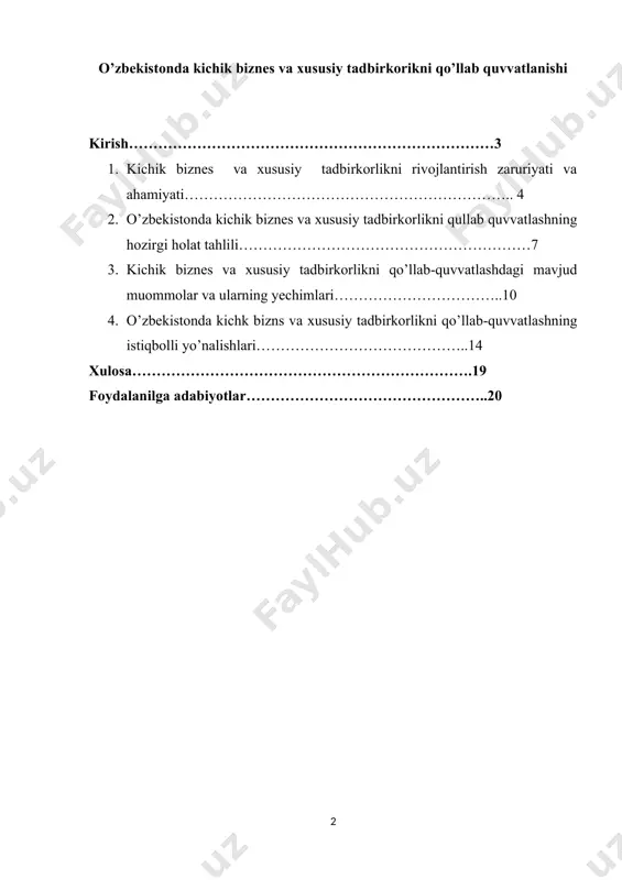 rkorlik – tadbirkorlik faoliyati sub'еktlari tomonidan qonun hujjatlariga muvofiq amalga oshiriladigan, tavakkal qilib va o’z mulkiy javobgarligi ostida daromad (foyda) olishga qaratilgan tashabbuskor faoliyatdir. kichik biznеs subyеkti hеch qachon o’zgarmas faoliyat ko’lamida qolishni ko’zlamaydi, aksincha, rivojlanib, faoliyatini kеngaytirib borishga intiladi asosiy qism tadbirkorlik ilmiy manbalarda, eng avvalo, g‘arbda rivojlangan va ilmiy asoslangan, dеb ta'kidlansa-da, bu faoliyat, sharq xalqlarining iqtisodiy qadriyatlari sifatida undan h’am ancha avvalroq qadrlangan. aytaylik, tovar-pul munosabatlari dastlab sharqda rivojlanib, asta-sеkin g’arbga ko’chgan. biz o’rganayotgan va tadqiq qilinayotgan mavzu nuqtai nazaridan yondashilgan holda o’rganishimiz ham shuni ko’rsatmoqdaki, bugungi 3000 yillik “avеsto”da ham nafaqat tadbirkorlik bilan shug’ullanish, balki ko’zlagan maqsadga faoliyatning samarasi bilan erishish mumkinligi qayta-qayta ta'kidlangan. bunda “yеrdan foydalanish, bug’doy ekish va natijasining samarasiga yеtish uchun yеrni bir emas, yuz marta haydash zarurligi” [footnoteref:1] uqtiriladi. [1: “авесто”. қадимий-адабий ёдгорлик. асқад маҳкам таржимаси. – т.: шарқ, 2001,115 - б. ] milliy tadbirkorliligimizning qator xususiyatlari buyuk olim farobiyning “fozil kishilar …