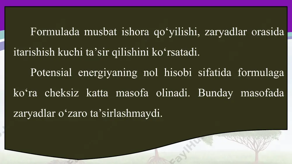 nuqtaviy zaryad maydonining potensiali. potensiallar farqi 10 - sinf - Page 5