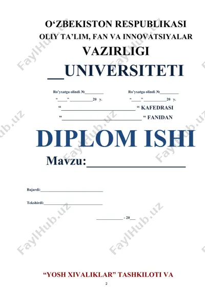 yosh xivaliklar tashkiloti va uning faoliyati tarixi — DOCX