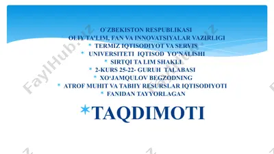 ekologik samaradorlik va barqaror rivojlanish — PPTX