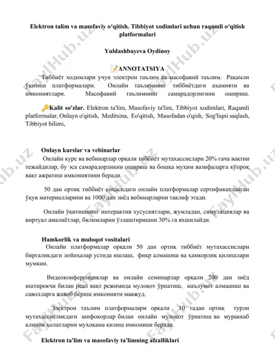 elektron talim va masofaviy oʻqitish — DOCX