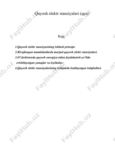quyosh elektr stansiyalari (qes) — DOC