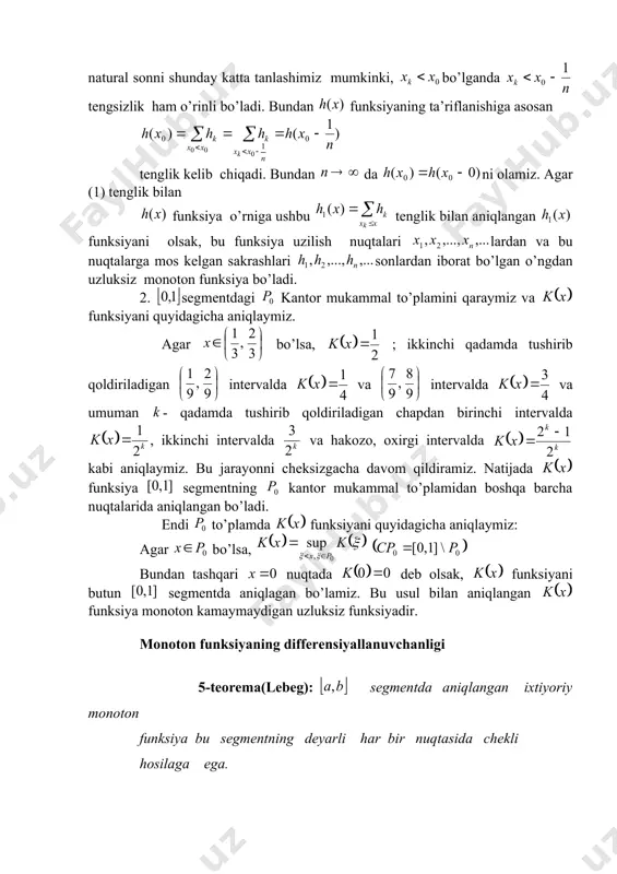 mоnоtоn funksiyalar va ularning diffеrеnsiallanuvchanligi - Page 5