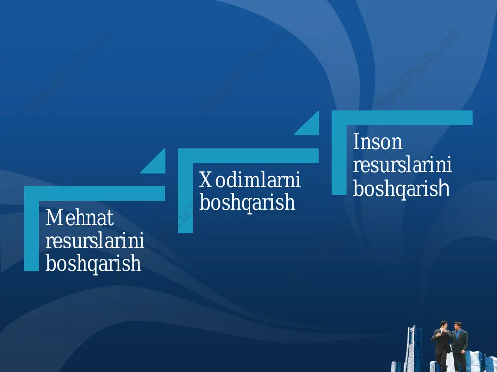 zolarni xal etish xodimlarni jalb qilishning ichki manbalari xodimlarni tashqaridan jalb qilish qo‟shimcha ish vazifalarni qayta taqsimlash yoki xodimlarni joydan joyga o‟tkazish yangi xodimlarni yollashh xodimlar lizingi xodimlarni jalb qilish manbalari • ishlab chiqarish makonining bir qismi bo„lib, unda barcha asosiy va yordamchi texnologiya uskunalari, moslamalar, asboblar, ish mebellari va maxsus qurilmalar joylashgan va ular muayyan turdagi ishlarni bajarish uchun mo„ljallangan bo„ladi. ish o„rni ichida ish zonasi ajratiladi, bu uch o„lchovli makon bo„lib, uning doirasida xodimning barcha asosiy mehnat harakatlari amalga oshiriladi ish o„rni xodimlarni rejalashtirish jarayoni mavjud xodimlarni baholash istiqboilda mehnat xodimlariga bo‟lgan talabni rejalashtirish xodimlarni rivojlantirish dasturini ishlab chiqish кelajak kompaniyalariga qanday xodimlar kerak? ● кo‟p bozorlarda tub o‟zgarishlar ro‟y bermoqda. raqamlashtirishdan keyin mijozlar bilan ishlovchi menejerlar, treyderlar,brokerlar va boshqa qator mutaxassislarga bo‟lgan talab keskin pasaymoqda. коmpaniyalar avtomatlashtirish mumkin bo‟lgan barcha narsani avtomatlashtirmoqda. bugunga kelib katta ma‟lumotlarni tahlil qilish va mashina ta‟limi bo‟yicha mutaxassislar, dasturiy ta‟minot ishlab chiqaruvchilari …