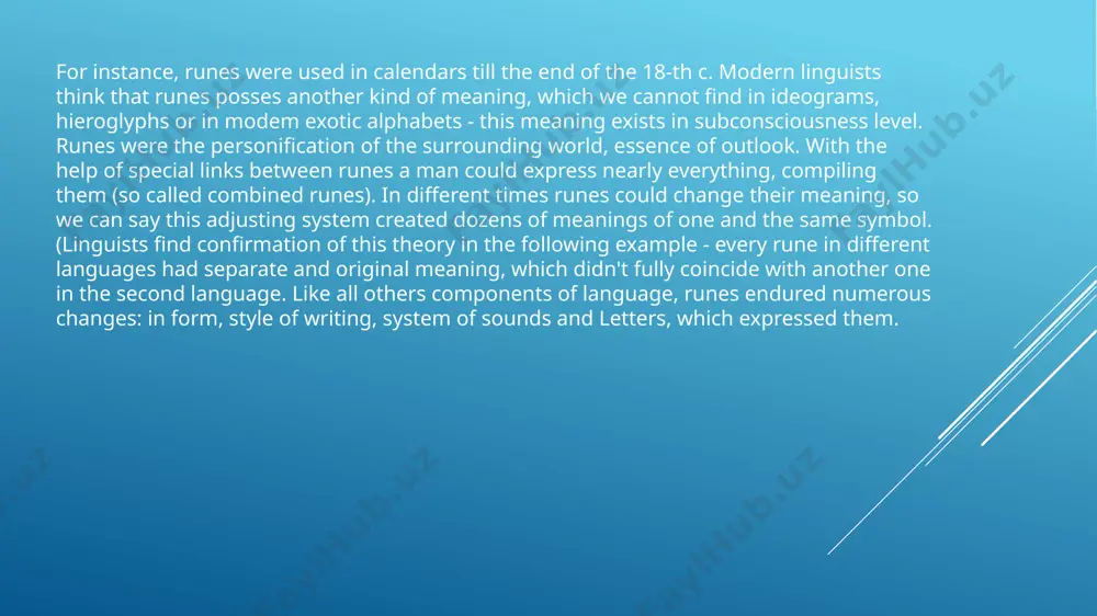 sources of origin, for a taste greek language, which gave the birth to north italian writing, had a good many of meaning for every sign. this tradition was inherited by etruscan alphabet and later by runic one. however, christian chronicles of 9- 12c, known as «songs», revealed information about rune names and their meanings. every rune in it conforms to one strophe, which begins with this rune and its name. in its turn, the name begins with its sound. the whole system is divided into 2 parts - futarks (arises from the first symbols - f, u, th, a, r, k: old futark (runes of old german origin - o.f.) and late futark (modifications of o.f. in northumbrian, frisian and anglo-saxon alphabets). 24 signs traditionally gradate into 3 groups of 8 symbols called atts ("part of land" or "kin" compare scot. “lairt”, ireland “aird”). the origin of futark remains the …