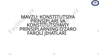 konstitutsiya prinsiplari va konstitutsiyaviy prinsiplarning o‘zaro farqli jihatlari — PPTX