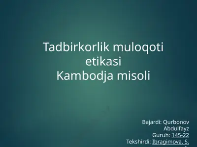 tadbirkorlik muloqotlari — PPTX
