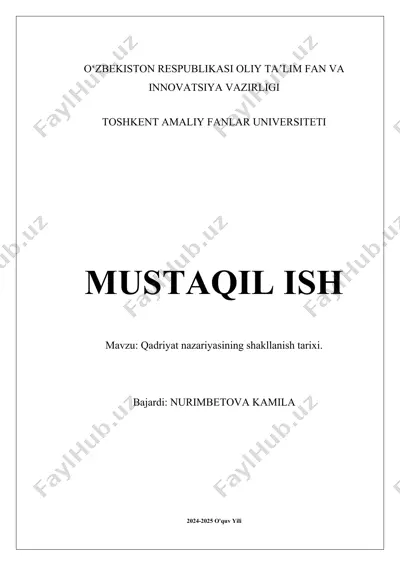 qadriyat nazariyasining shakllanish tarixi — DOCX