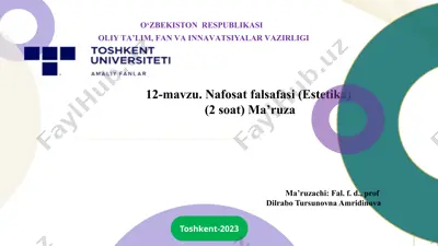 nafosat falsafasi (estetika) — PPTX