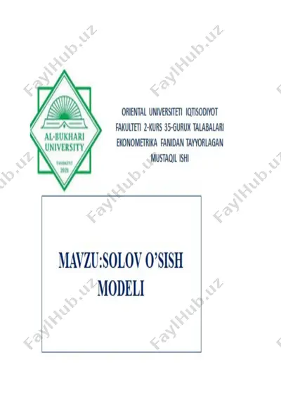 modellarning iqtisodiy o'sish — DOC