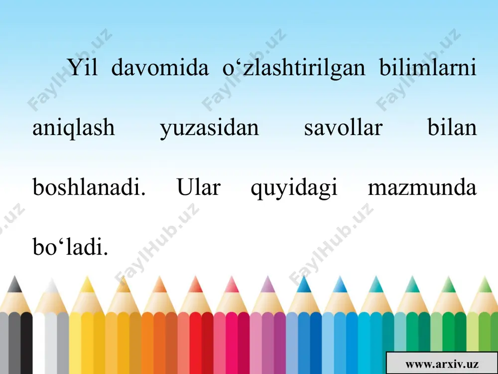 yil davomida bajarilgan ishlarning yakuni 5 - sinf - Page 2