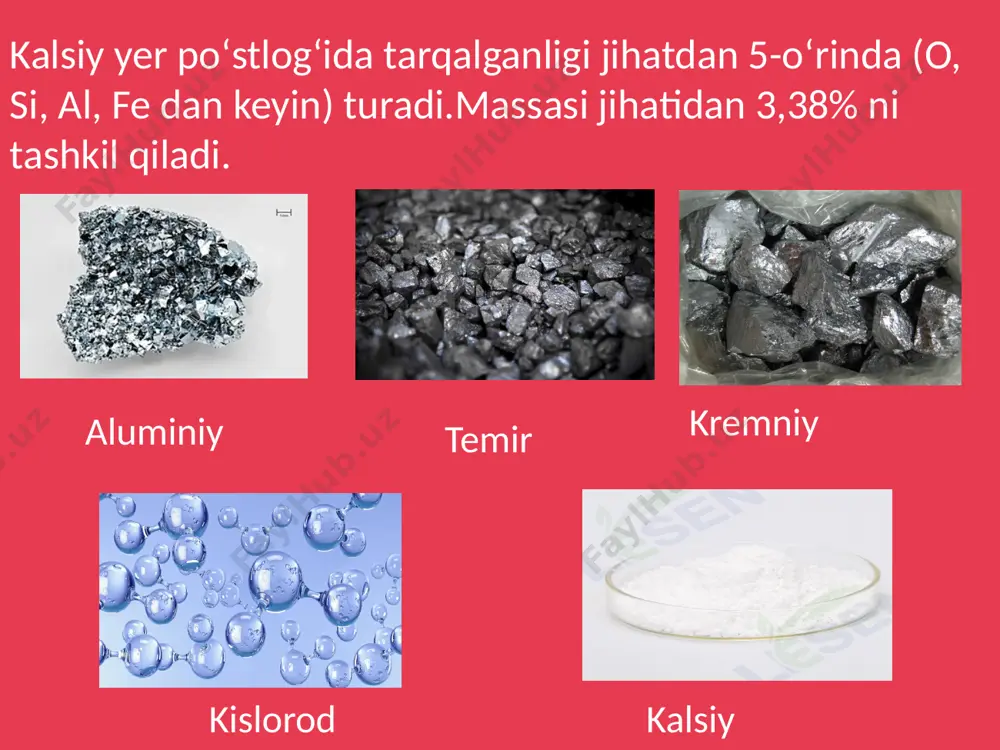 kalsiy, uning xossalari, birikmalari. suvning qattiqligi va uni yo’qotish usullari - Page 5