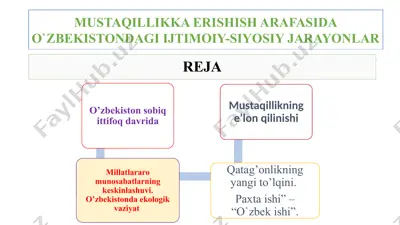 mustaqillikka erishish arafasida o`zbekistondagi ijtimoiy-siyosiy jarayonlar — PPTX