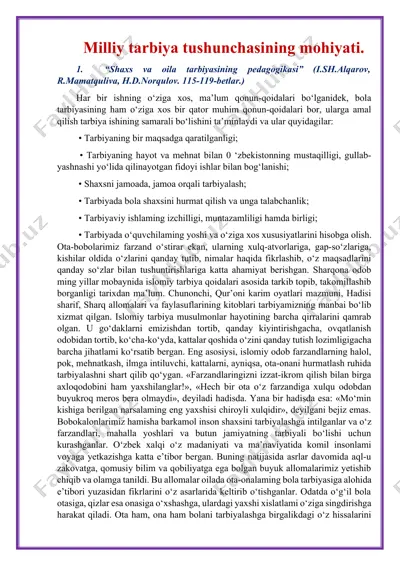 shaxs va oila tarbiyasining pedagogikasi — DOCX