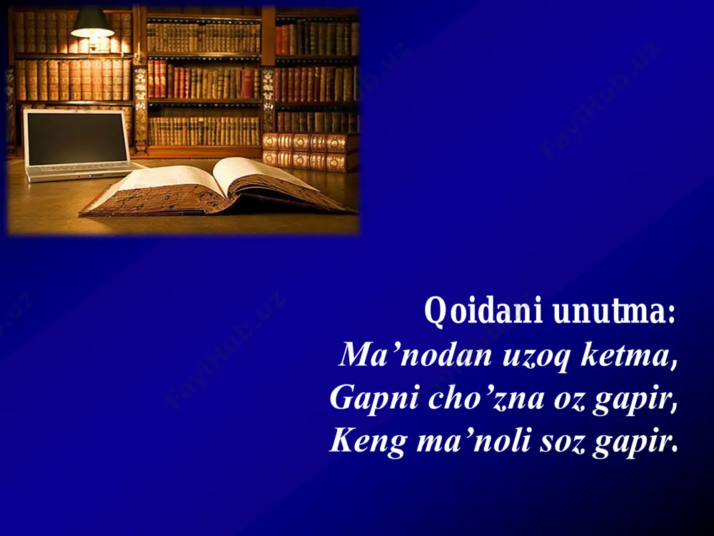 keladigan o‘quv qurollariga bo‘lgan talablarini ishlab chiqish va ulardan foydalanish metodikasini yaratish; - o‘quvchilarni o‘lkashunoslik va sinfdan tashqari ishlarini mazmuni turlari va metodikasi bilan tanishtirish; - geografiyaga oid ilmiy - ommabop adabiyotlarni yaratish geografiya o‘qitish metodikasi vazifalarini 3 ta guruhga ajratish mumkin: 1. geografiya metodikasi o‘quvchiga geografiyadan qanday bilimlar berishi zarurligi va har bir kursda beriladigan bilim, ko‘nikma malakalarini shakllantirish yo‘llarini aniqlashi; 2. ta’lim jarayonini uyushtirish va tashkil etish shakllarini aniqlashni va har bir shaklga mos keladigan metod, o‘quv jihozlari, sinfdan tashqari ishlar va boshqlarni belgilashi; 3. o‘quvchilarning o‘quv materiallarini o‘zlashtirish, jarayonida ularning tarbiyalanishi, ta’lim jarayonida fikrlash qobiliyatlarini rivojlantirishi kabilardan iborat bo‘ladi. geografiya o‘qitishning ta’limiy maqsadlari: - o‘quvchilarga tabiiy, iqtisodiy, kartografik va boshqa geografiya fanlarining asoslarini o‘rgatish. zero, tabiatni qo‘riqlash va undan oqilona foydalanishning tabiiy-ilmiy va texnik-iqtisodiy tomonlarining ochilishi, bu jamiyat hayoti va ishlab chiqarishni rivojlantirish uchun imkon yaratsin; - o‘quvchilarni iqtisodiy, ekologik ta’lim bilan qurollantirish; -o‘quvchilarni tabiiy geografik va …