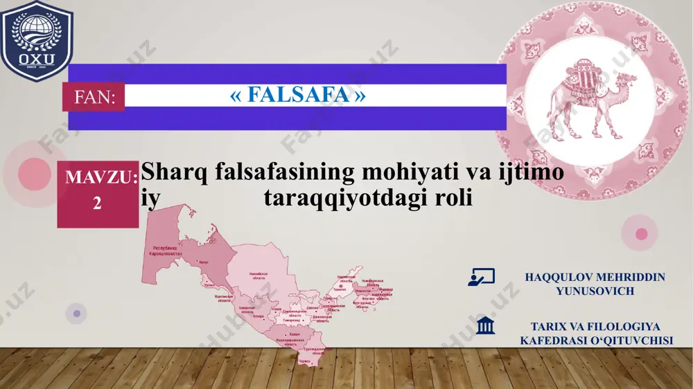 ushbu hududda milliy gʻoyalar majmuyi, millatning mafkurasi sifatida odamlarning maʼnaviy ongi va qiyofasi shakllanishiga taʼsir koʻrsatgan. u hozirgi xitoyda ham oʻzining muayyan ahamiyatini saqlab qolgan. qadimgi xitoy falsafasi . konfutsiy fikricha: “o`zingga ravo ko`rmaganni o`zgaga ham ravo ko`rma” shiori konfutsiy g`oyalarining markazida turadi odamlarga muhabbar,mehribonlik,insonparvarlik.buni u odamga odamiylikning rivojlanishi ,deb ta`riflaydi.inson o`zining axloqiy burchini anglamay turib, o`zini anglay olmaydi.inson o`zidan o`zini topadi,degan qoidani taklif etadi. udum, odat,an`anaga sodiqlik.masalan,ota-onaga hurmat ko`rsatish.bunda konfitsiyv jamiyat birligi,o`zaro hamjiihatlik va hurmat –e`tiborni ,xalqona urf-odatlarga qat`iy rioya etilishini ,ijtimoiy himoyani nazarga tutgan . mil. avv x asrdan to mil.vii asrgacha bo`lgan davr mahsuli-zardushtiylik dinidir “avestoda o`rta osiyo xalqlarining dunyo to`g`risidagi tasavvurlari, o`ziga xos urf-odatlari aks etib, dunyo-qarama-qarshi tomonlarning kurash maydonidan iborat”,-degan g`oya bosh g`oya qilib olingan. zardushtiylik axloqining negizini ‘’ezgu fikr, ezgu so`z, ezgu amal” tashkil etgan shu bilan birgalikda o`rta osiyoda buddaviylik,moniylik diniy ta`limotlari ham bo`lgan arab-musulmon sivilizatsiyasi va islom falsafasining vujudga kelishi islom (arabcha: …