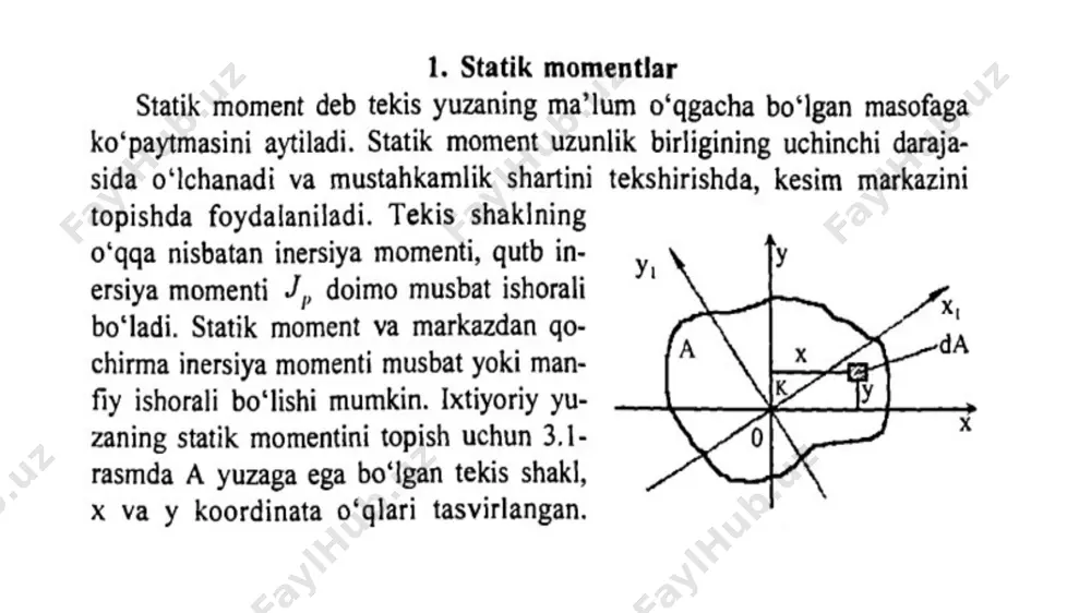 tekkis shakllarning o’qlarga nisbatan statik momenti - Page 2