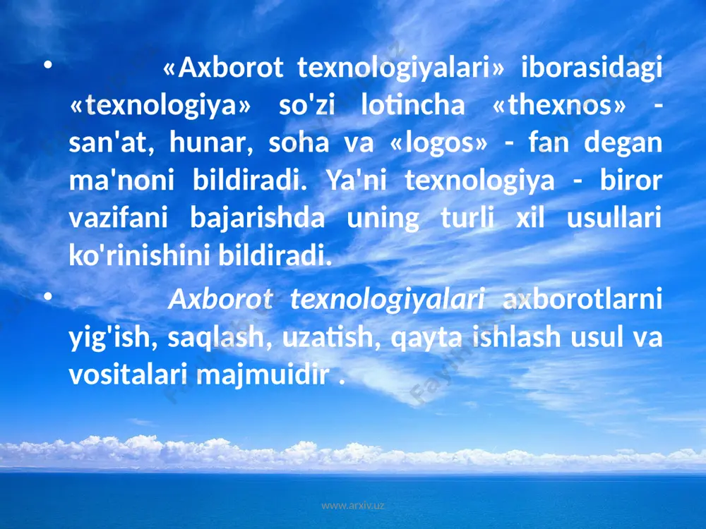 takomillashtirib boriladi. www.arxiv.uz e’tiboringiz uchun rahmat www.arxiv.uz image2.jpeg image3.jpeg image4.jpeg image5.jpeg image6.jpeg image1.jpg
