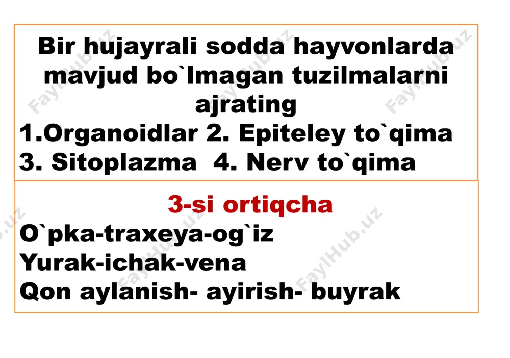 oziq qamrab olinish c.hazm vakuoli hosil bo`lish d. hazm bo`lgan oziq sitoplazmaga chiqarilishi nomi va tarqalishi bilan juftlang n nomi n tarqalishi a oddiy amyoba 1 dengizda b foraminefera 2 odam tanasida c dizenteriya amyobasi 3 chuchuk suvda uyga vazifa soxtaoyoqlilar tuzilishi, tarqalishi, ahamiyati, zararli xususiyatlari haqida o`qib o`rganing. kasalliklardan saqlanish uchun gigeyena qoidalari bilan yana bir bor tanishib chiqing. zero salomatlik har narsadan muhim hisonblanadi salomat bo`ling . e`tiboringiz uchun rahmat! image1.jpeg image2.jpeg image3.jpeg image4.jpeg image5.jpeg image6.jpeg image7.jpeg image8.png image9.jpeg image10.jpg image11.jpg image12.jpg image13.jpg image14.jpeg