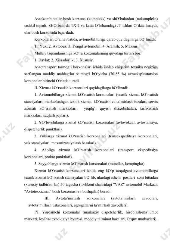 avtotransport tarmog‘i korxonalarining turlari va vazifalari - Page 3