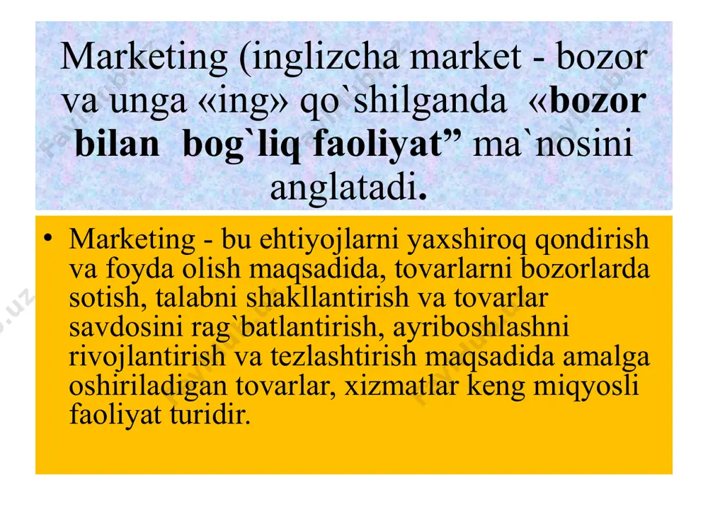 q nazorati texnologik yangiliklar, raqobatdoshlar tomonidan o’xshatishlar, talabdagi o’zgarishlar, yangi mahsulotlar mahsulot differen- stiastiyasi sotuvlar hajmini o’sishi, foydaning ko’payishi, kirish to’siqlarining o’sishi, ta’minot narxlari oshgandagi qo’-shimcha zaxiralar tovarning farqli tomonlari tushunarli va iste’molchilar tomonidan qadrlanadi, raqobat asosan narxga bog`liq emas, differen-stiastiya strategiyasi tarmoqdagi kam sonli firmalar tomonidan qo’llaniladi ishlab chiqarish egiluvchanligi-ning, yuqori darajadagi konstruktorlik tayyorgarligining mavjud-digi, tajriba-viy ishlab chiqarishning rivojlanishi, kuchli marketing xizmati tovar imidjini yaratishga yuqori xarajatlar narxlar oshishi, raqobatdoshlar tomonidan o’xshatishlar strategiya ustunlik bozor sharoitlari ishlab chiqarish va boshqarishni tashkil etish barqarorssizlikka olib keluvchi omillar bozorni segmgentlash sotuvlar hajmini o’sishi, qushimcha foyda olish, muayyan segmentga majmuaviy xizmat ko’rsatish aniq belgilangan iste’molchilar guruhlari, raqobatdoshlar segmentlarda ixtisoslashuvdan foydalanmay-dilar egiluvchan ishlab chiqarish, ishlab chiqarishning mayda seriyalik turi analogik tovarlarga narxlarning pasayishi raqobatdoshlar segmentining bir qismigagina o’z e’tiborini qaratadilar bozor ehtiyojlariga tezda javob qaytarish foydaning o’sishi, mijozlar zaruriyatlarini hisobga oladigan korxona imidjini yaratish mahsulotga bo’lgan talab noelastik, kirish va chiqish to’siqlarining pastligi …