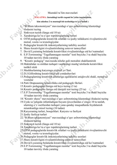 kreativlikning pedagogik turlari — DOCX